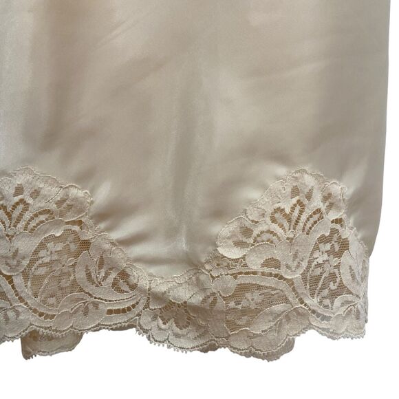 NWT Vintage 90s Wondermaid Non-Cling Beige Satin Lacy Full Slip Dress Size 34 - Picture 7 of 12